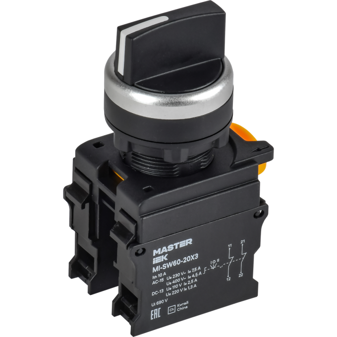 Переключатель на 3 положения IEK MASTER MI-SW60-20X3-5-24-3-K02 2NO чёрный